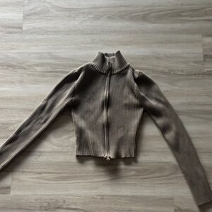 Edikted Taupe Ribbed Turtleneck Sweater